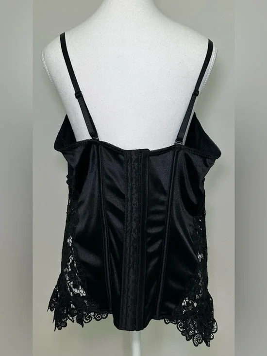 Seven ’Til Midnight Black Satin Lace Bustier Corset Top Sexy Goth Romantic 1X/2X - Picture 6 of 14